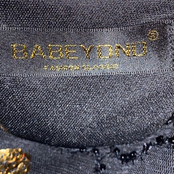 BEYONDBABE WO SIZE XL Elegant Black and Gold SEQUINS FLAPPER Women's STYLE Dress - Picture 2 of 11